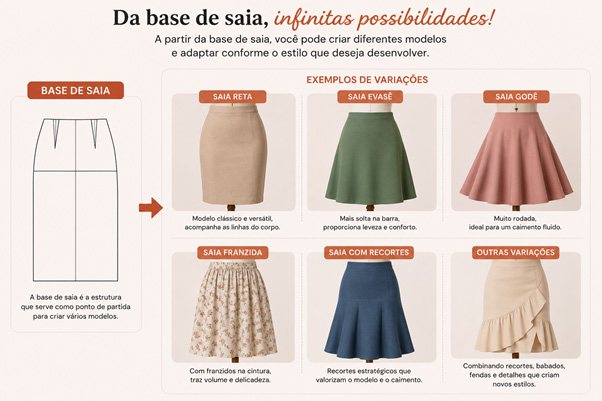 Infográfico: variações de saia criadas a partir da mesma base