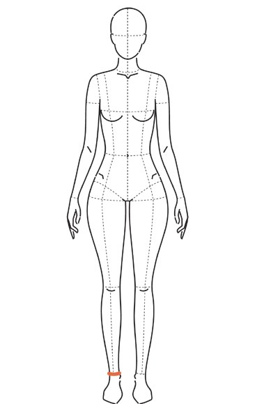 Ilustração com linha ao redor do tornozelo