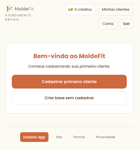 Tela inicial — primeiro acesso